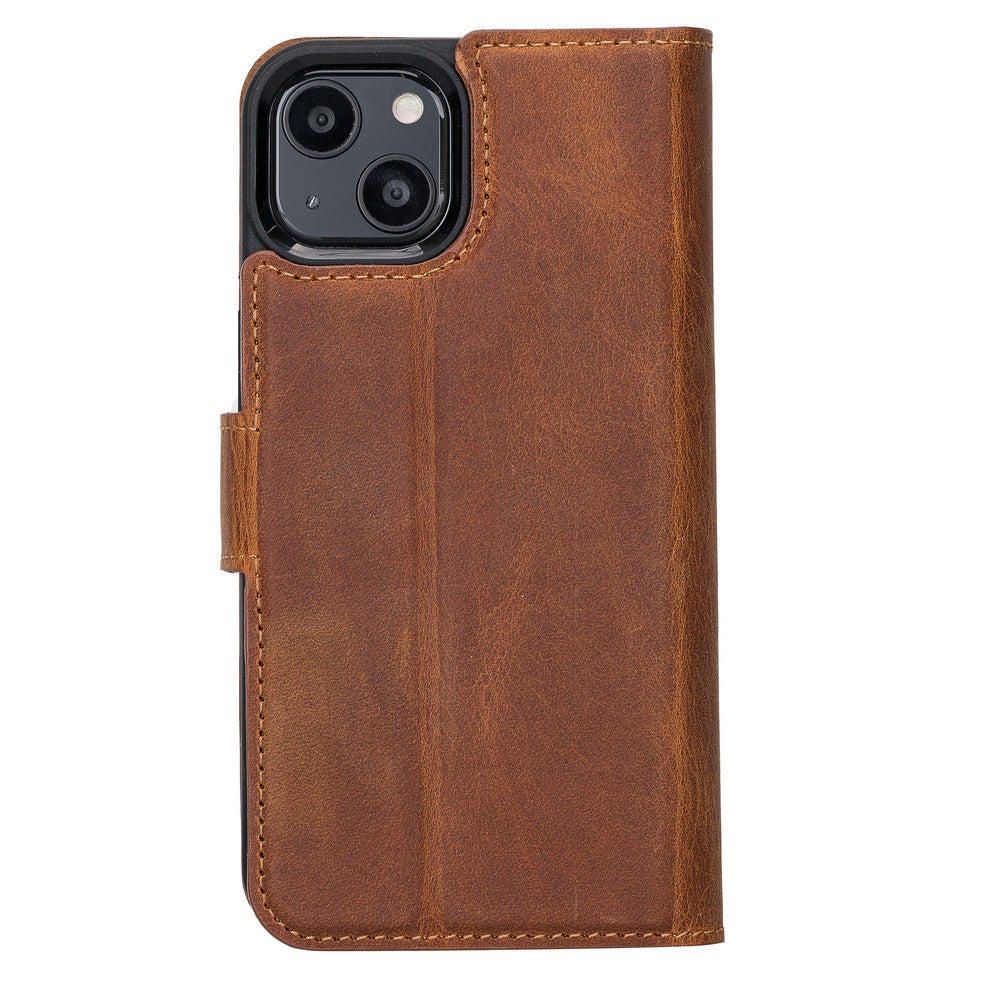 Apple iPhone 13 Compatible Leather Wallet Case Liluri G19 Tan