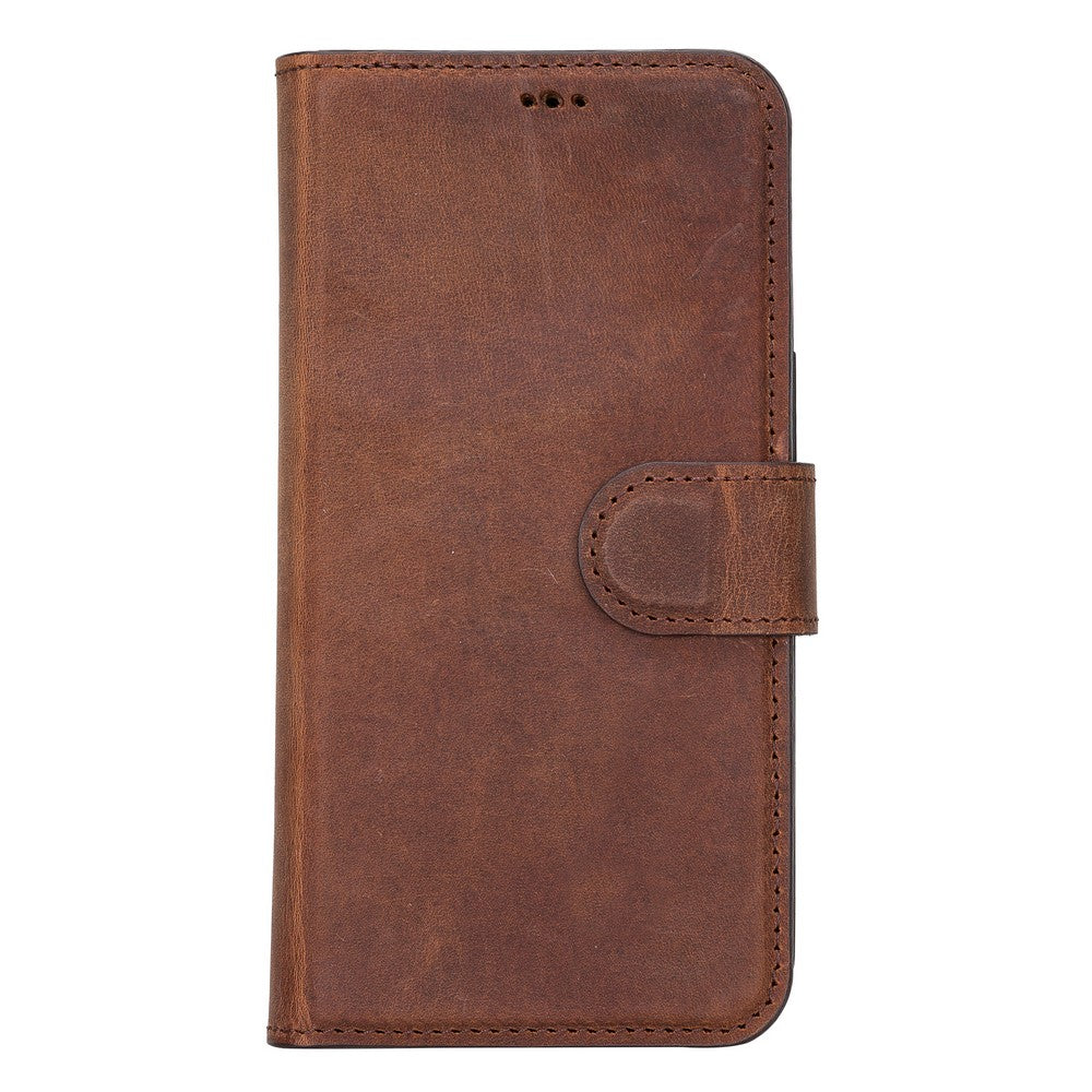 Apple iPhone 13 Compatible Leather Wallet Case Liluri G2 Brown