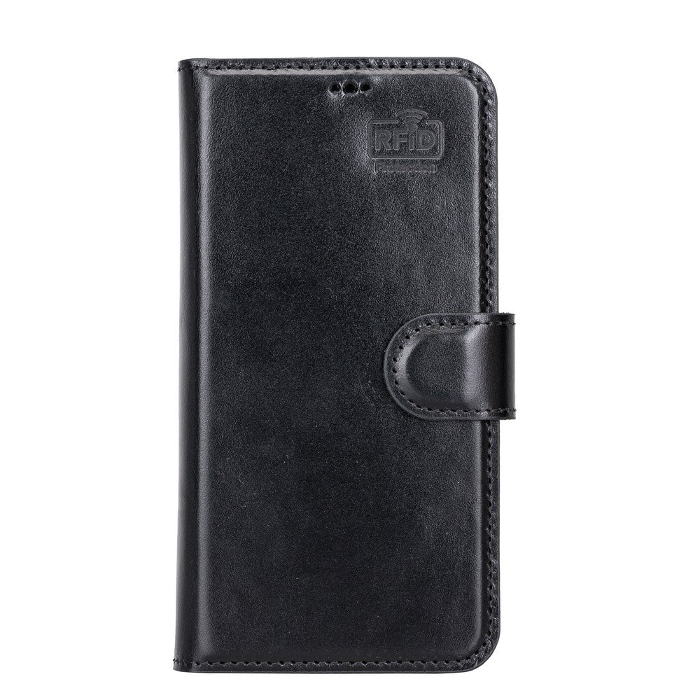 Apple iPhone 13 Compatible Leather Wallet Case RST1 Black