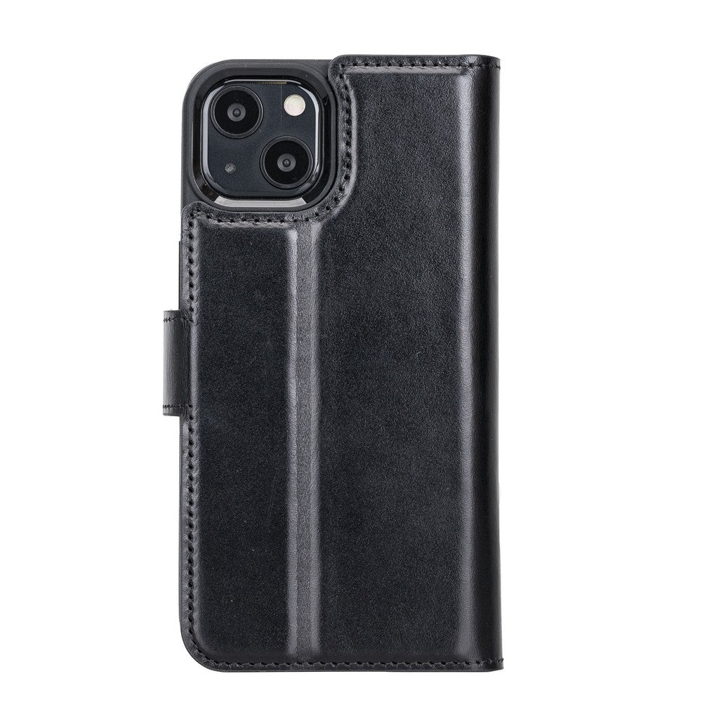 Apple iPhone 13 Compatible Leather Wallet Case RST1 Black