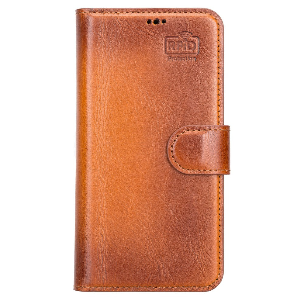 Apple iPhone 13 Compatible Leather Wallet Case RST2EF Brown