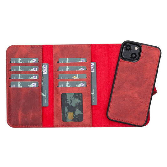 Apple iPhone 13 Compatible Leather Wallet Case Santa G4 Red