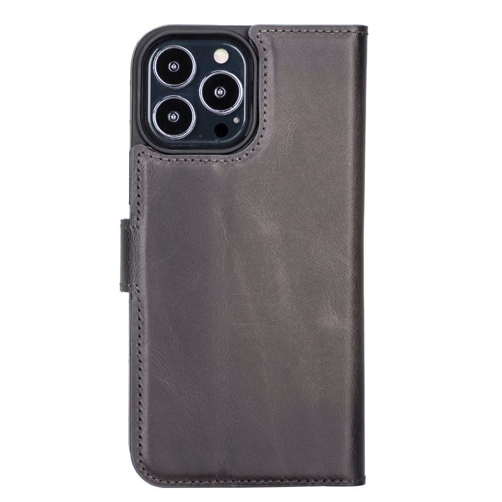 Apple iPhone 13 Pro Max Compatible Leather Wallet Case MWWN TN1 Gray