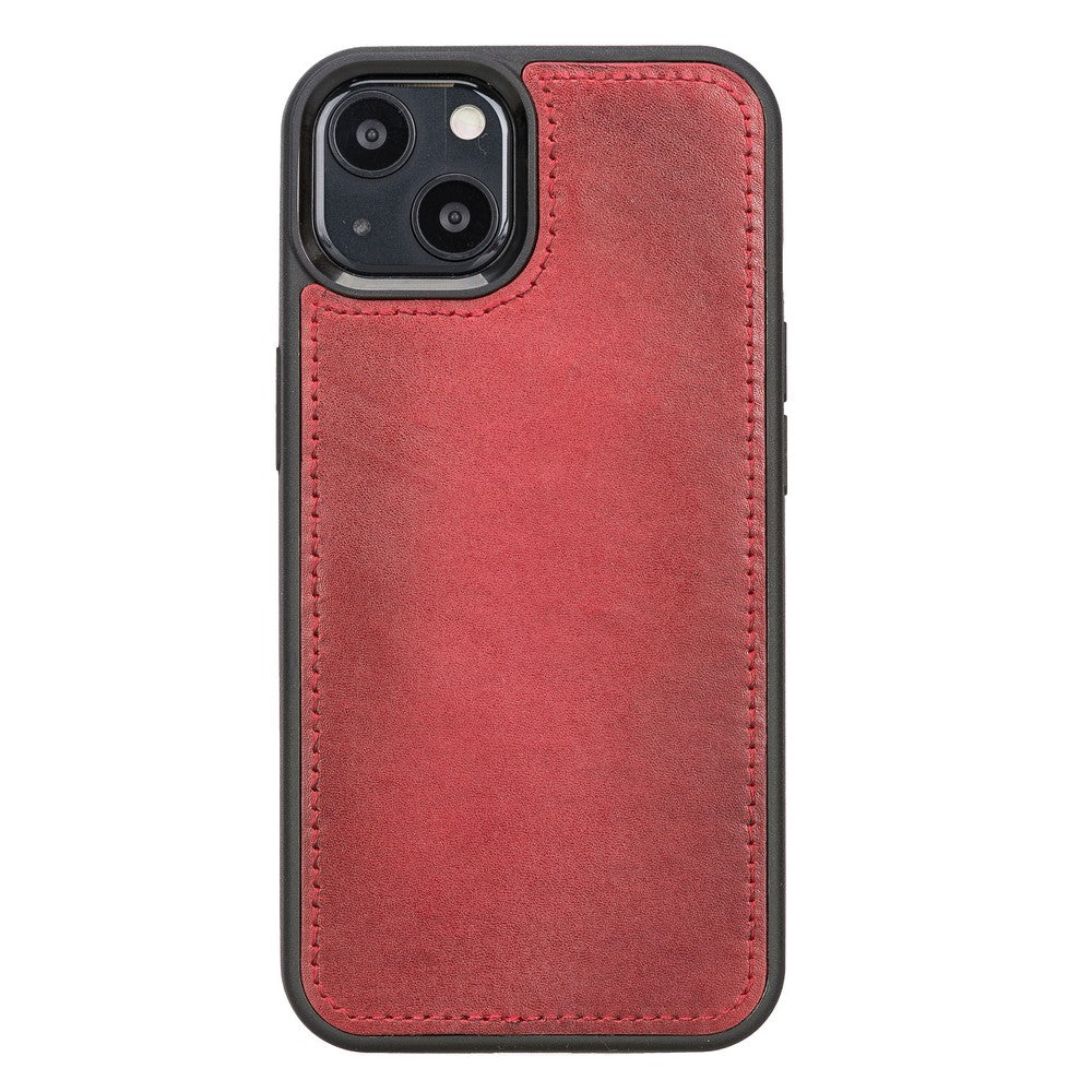 Apple iPhone 13 Compatible Leather Wallet Case V4EF Red