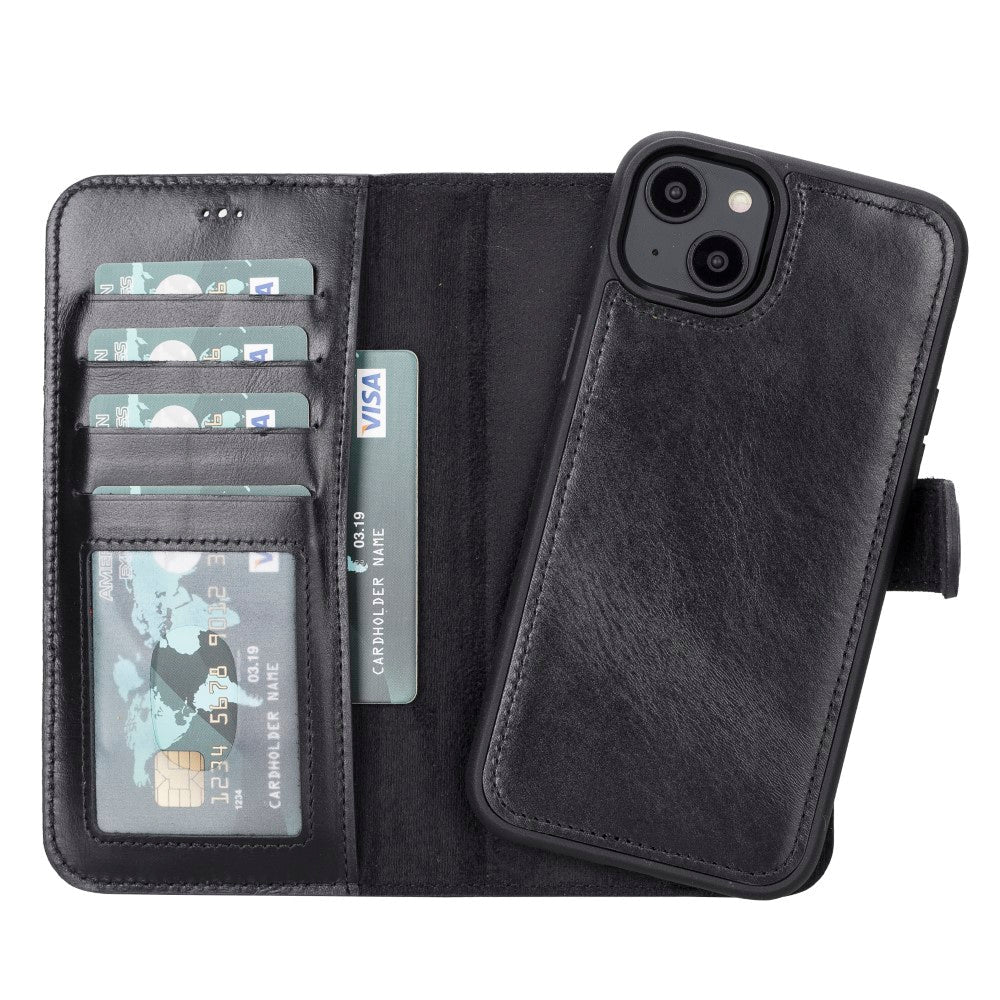 Apple iPhone 14 Plus Compatible Leather Wallet Case MWWN RST1 Black