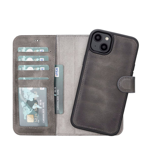 Apple iPhone 14 Plus Compatible Leather Wallet Case MWWN VS4EF Gray