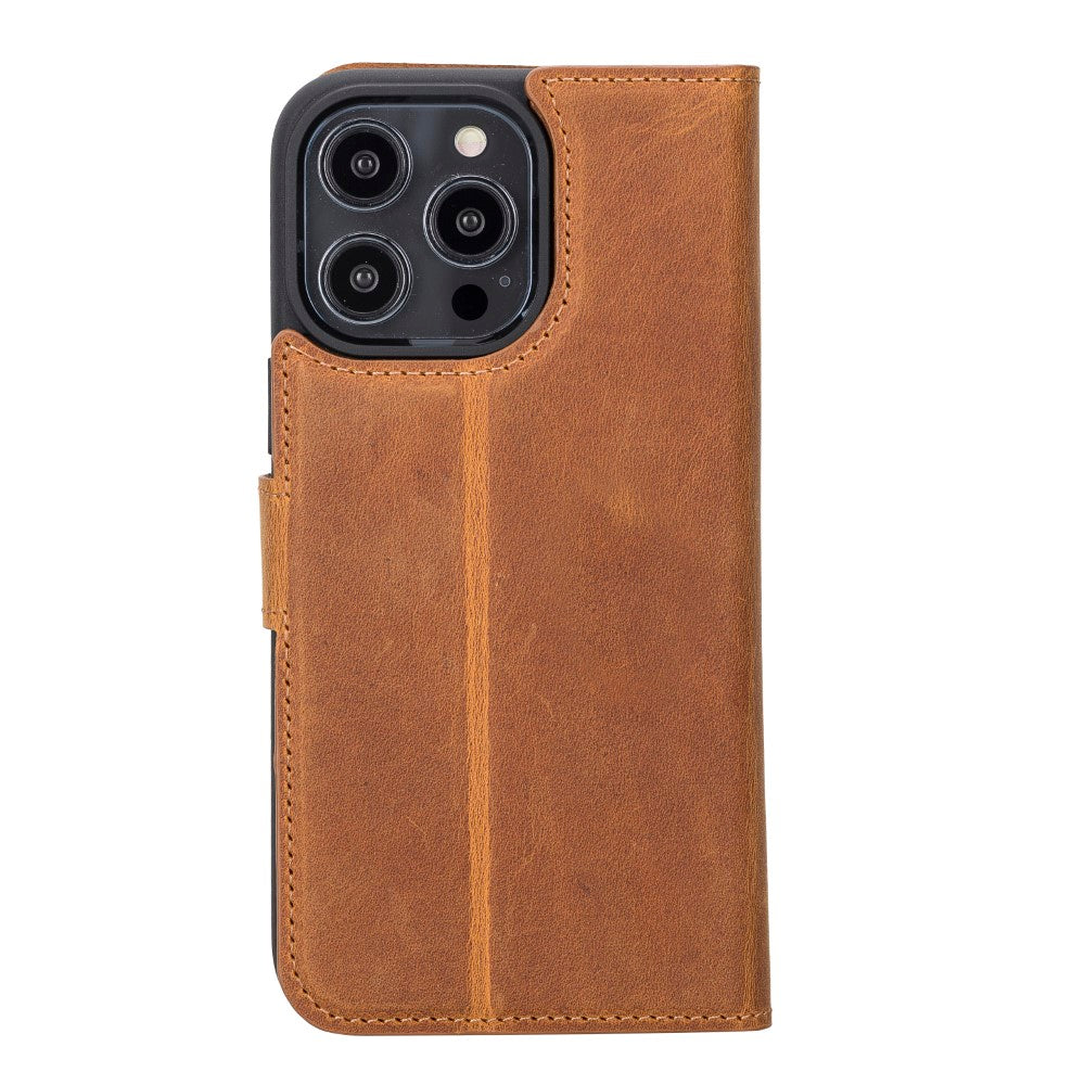 Apple iPhone 14 Pro Max Compatible Leather Wallet Case MWWN G19 Tan