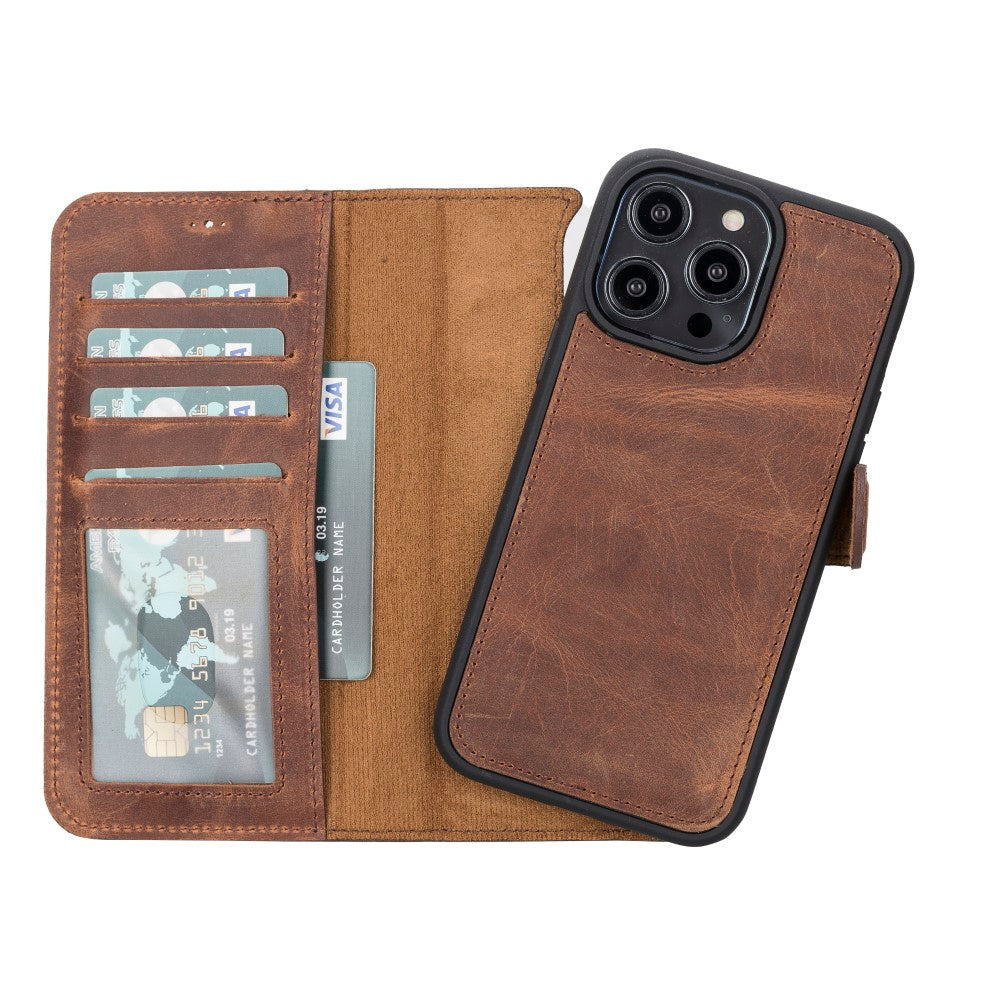 Apple iPhone 14 Pro Max Compatible Leather Wallet Case MWWN G2 Brown