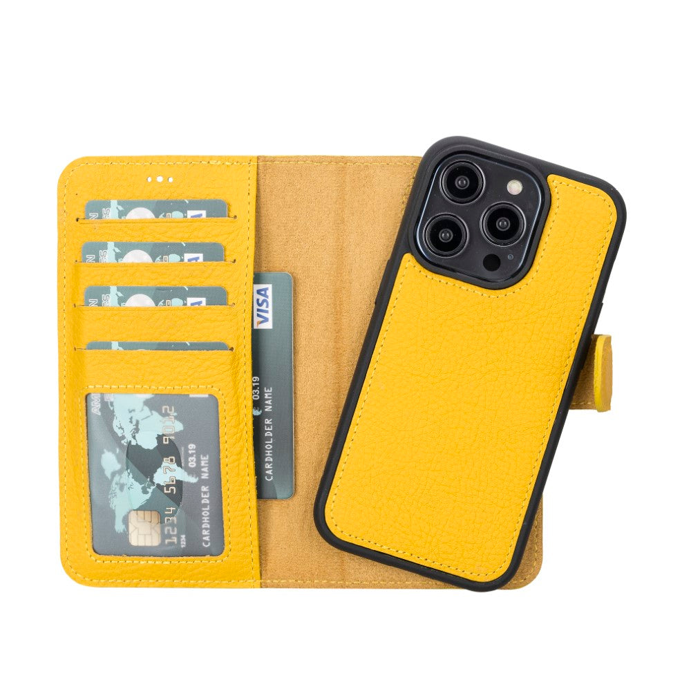 Apple iPhone 14 Pro Compatible Leather Wallet Case MWWN FL12 Yellow