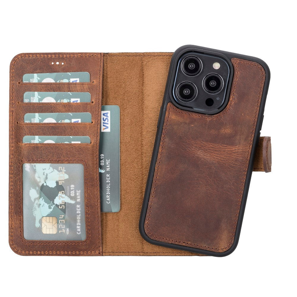 Apple iPhone 14 Pro Compatible Leather Wallet Case MWWN G2 Brown