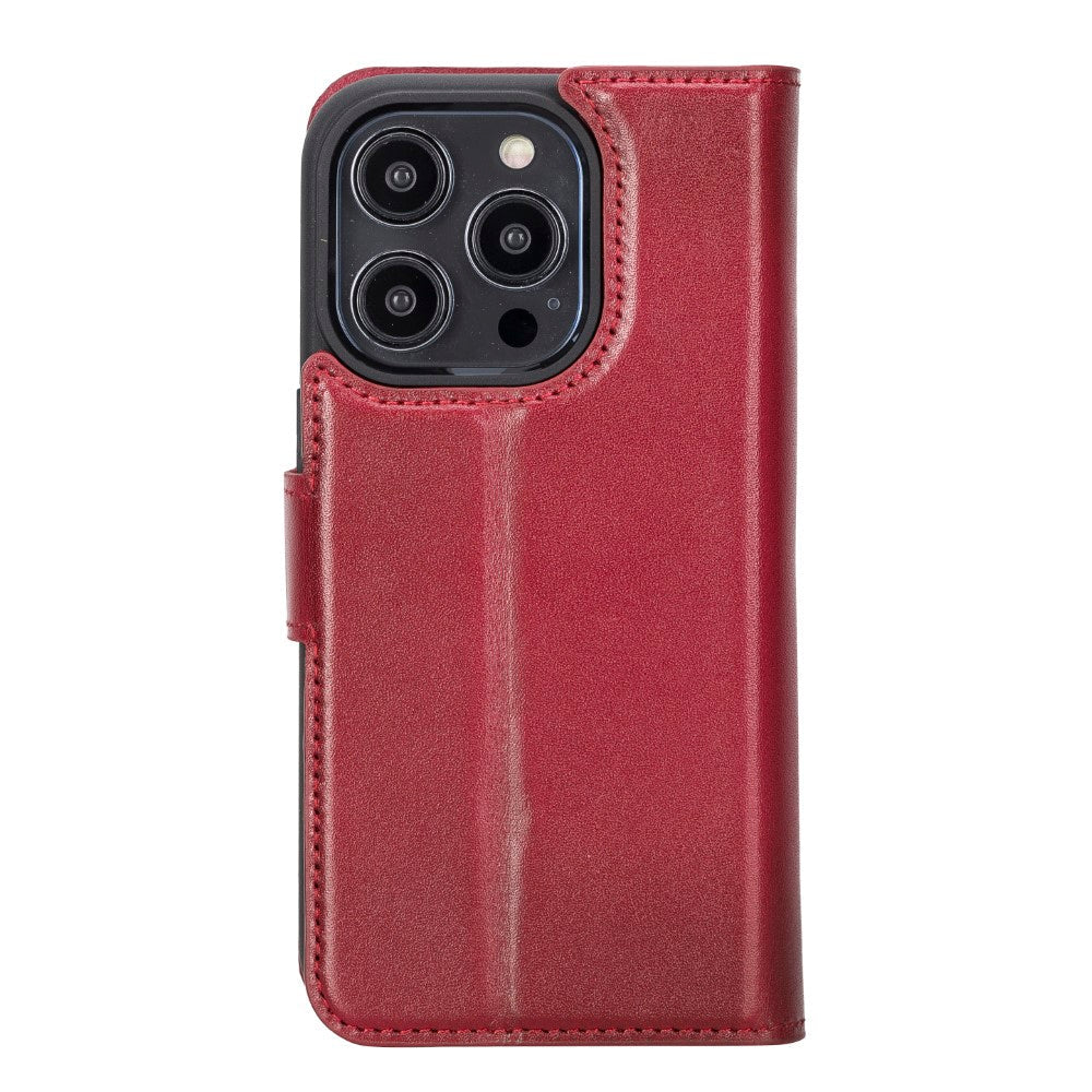 Apple iPhone 14 Pro Compatible Leather Wallet Case MWWN V4EF Red