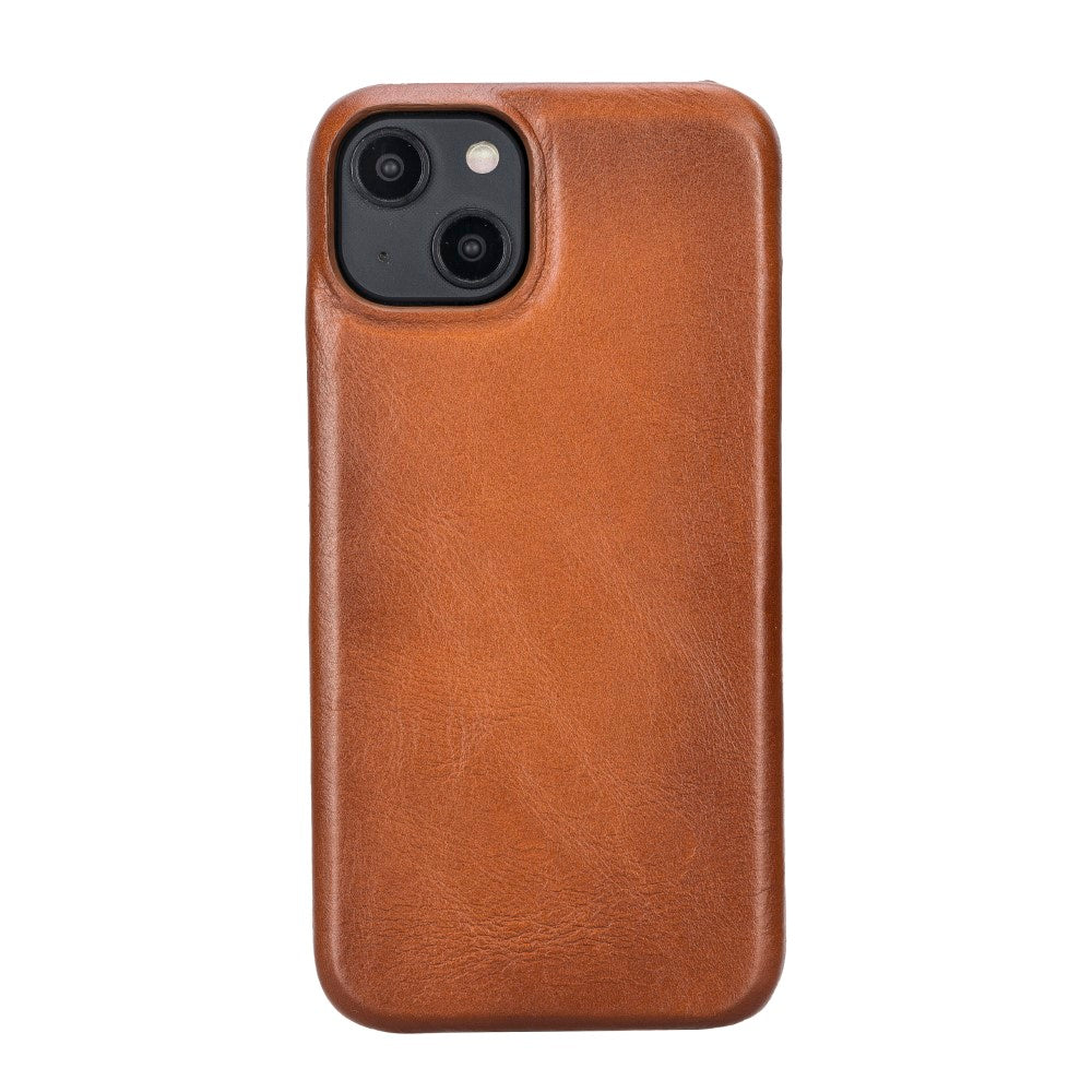 Apple iPhone 14 Compatible Leather Back Cover UJ RST2EF Tan