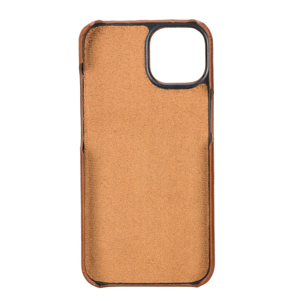 Apple iPhone 14 Compatible Leather Back Cover UJ RST2EF Tan