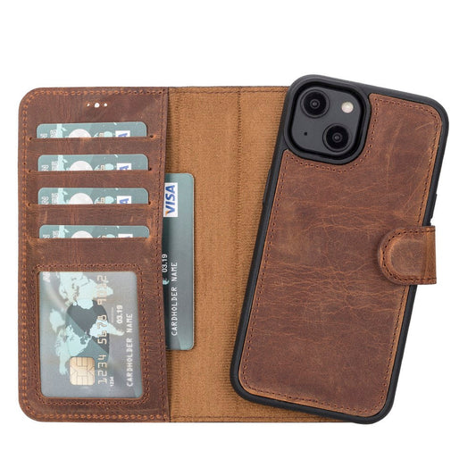 Apple iPhone 14 Compatible Leather Wallet Case MWWN G2 Brown