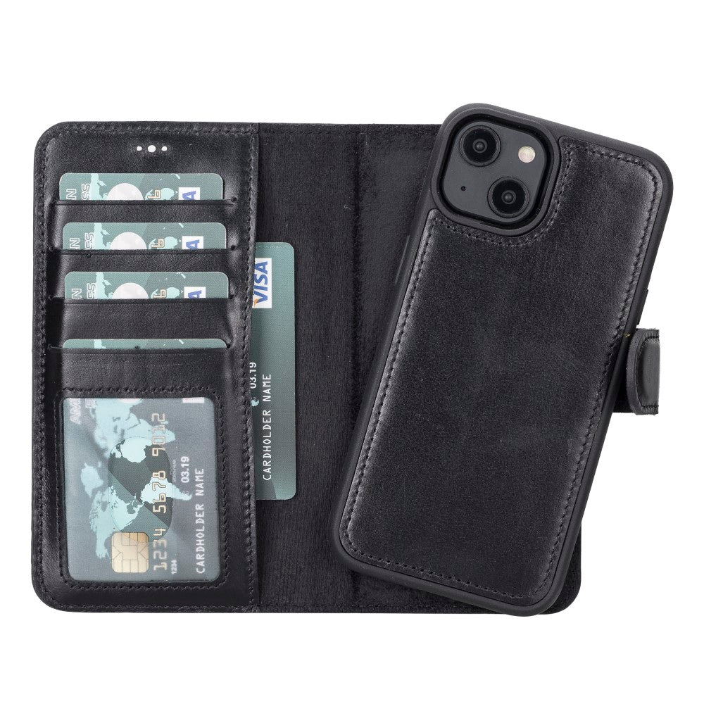 Apple iPhone 14 Compatible Leather Wallet Case MWWN RST1 Black