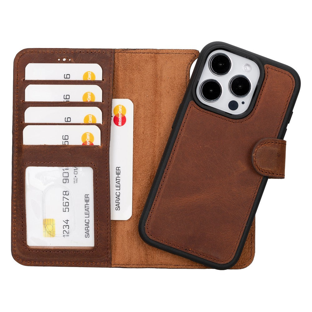 Apple iPhone 15 Pro Compatible Leather Wallet Case