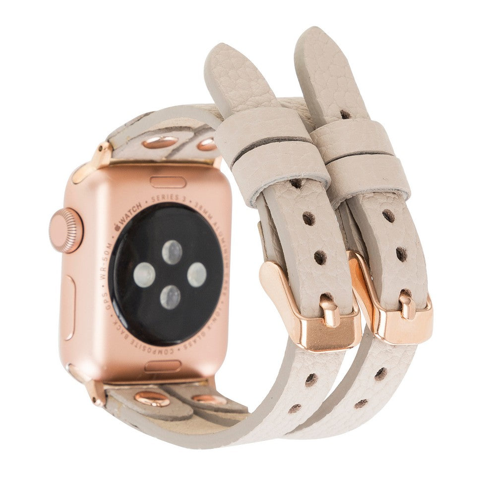 Apple Watch Compatible Leather Band Ely Double Tour ERC3 Beige