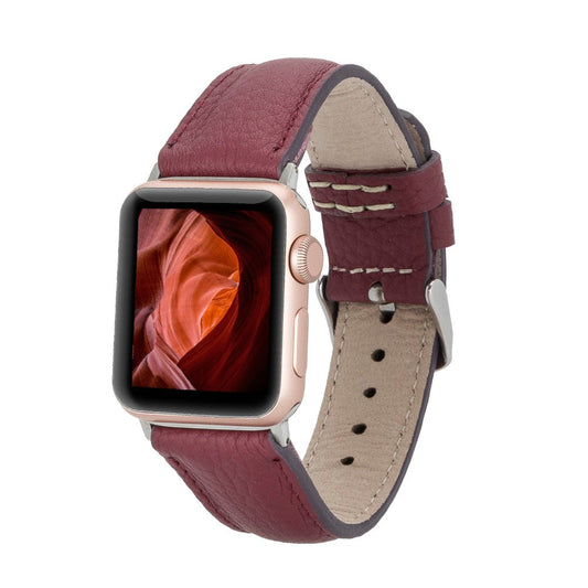 Apple Watch Compatible Leather Band FL6 Claret Red