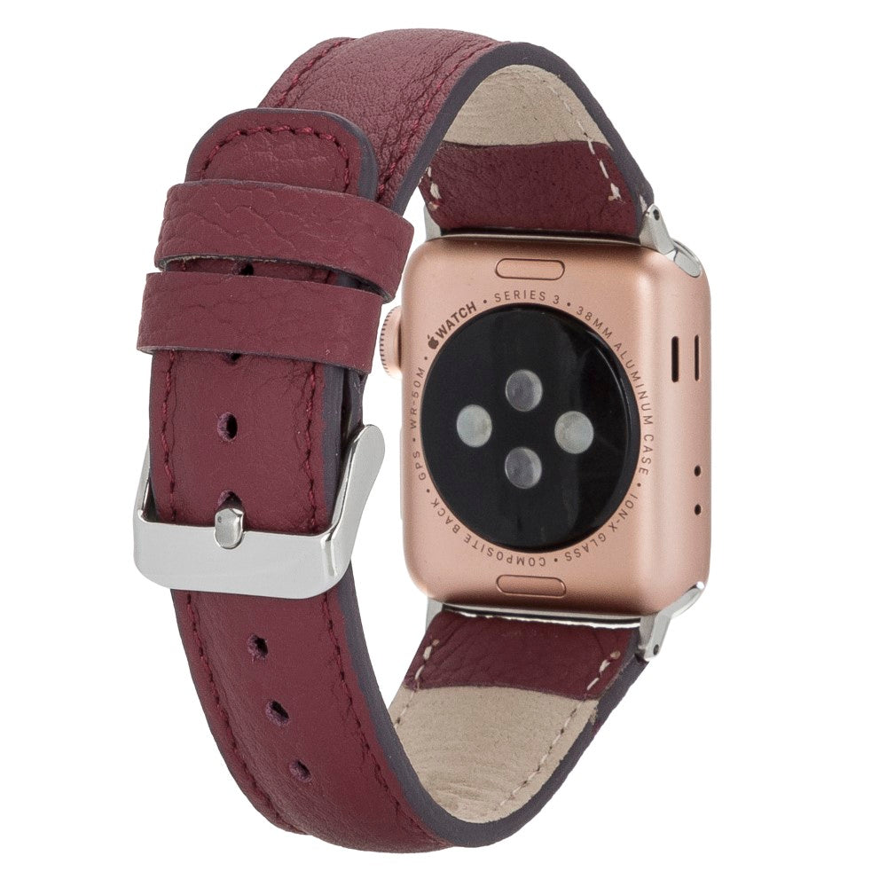 Apple Watch Compatible Leather Band FL6 Claret Red