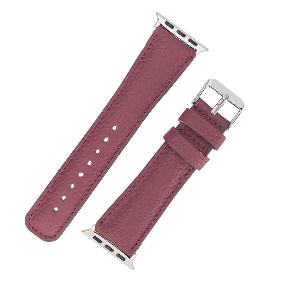 Apple Watch Compatible Leather Band FL6 Claret Red