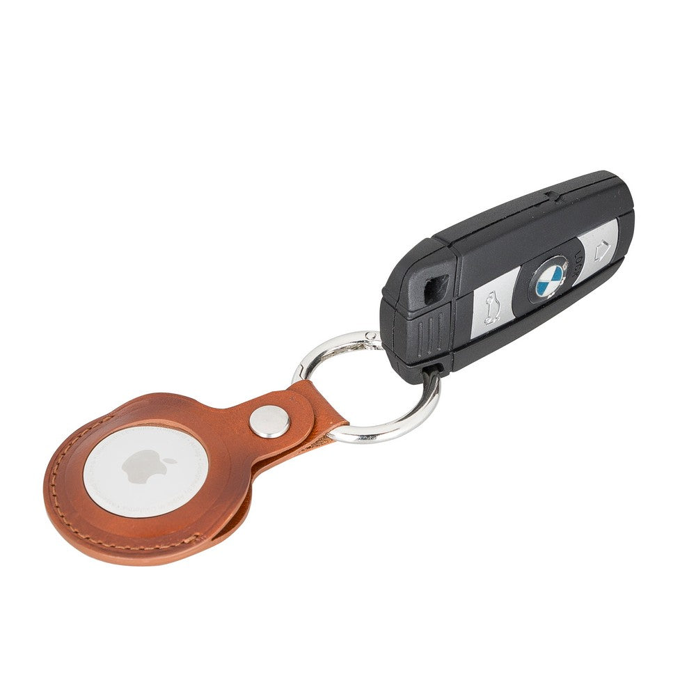 Apple AirTag Compatible Leather Keychain Arta RST2EF Tan