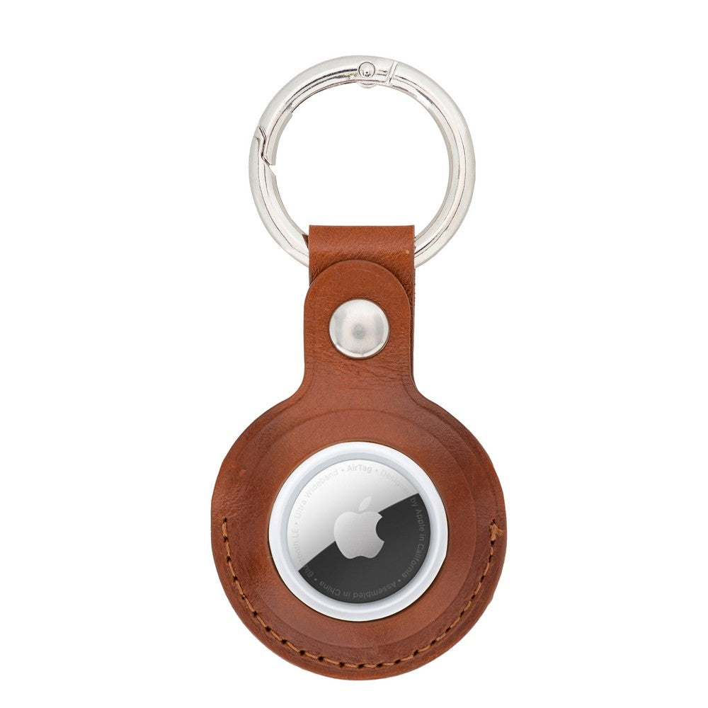 Apple AirTag Compatible Leather Keychain Arta RST2EF Tan