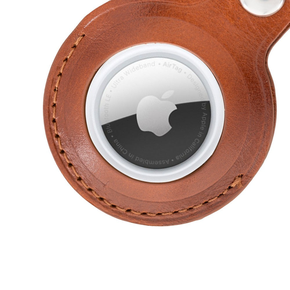 Apple AirTag Compatible Leather Keychain Arta RST2EF Tan