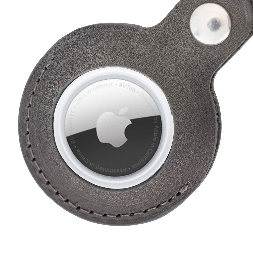 Apple AirTag Compatible Leather Keychain Arta TN18EF Gray