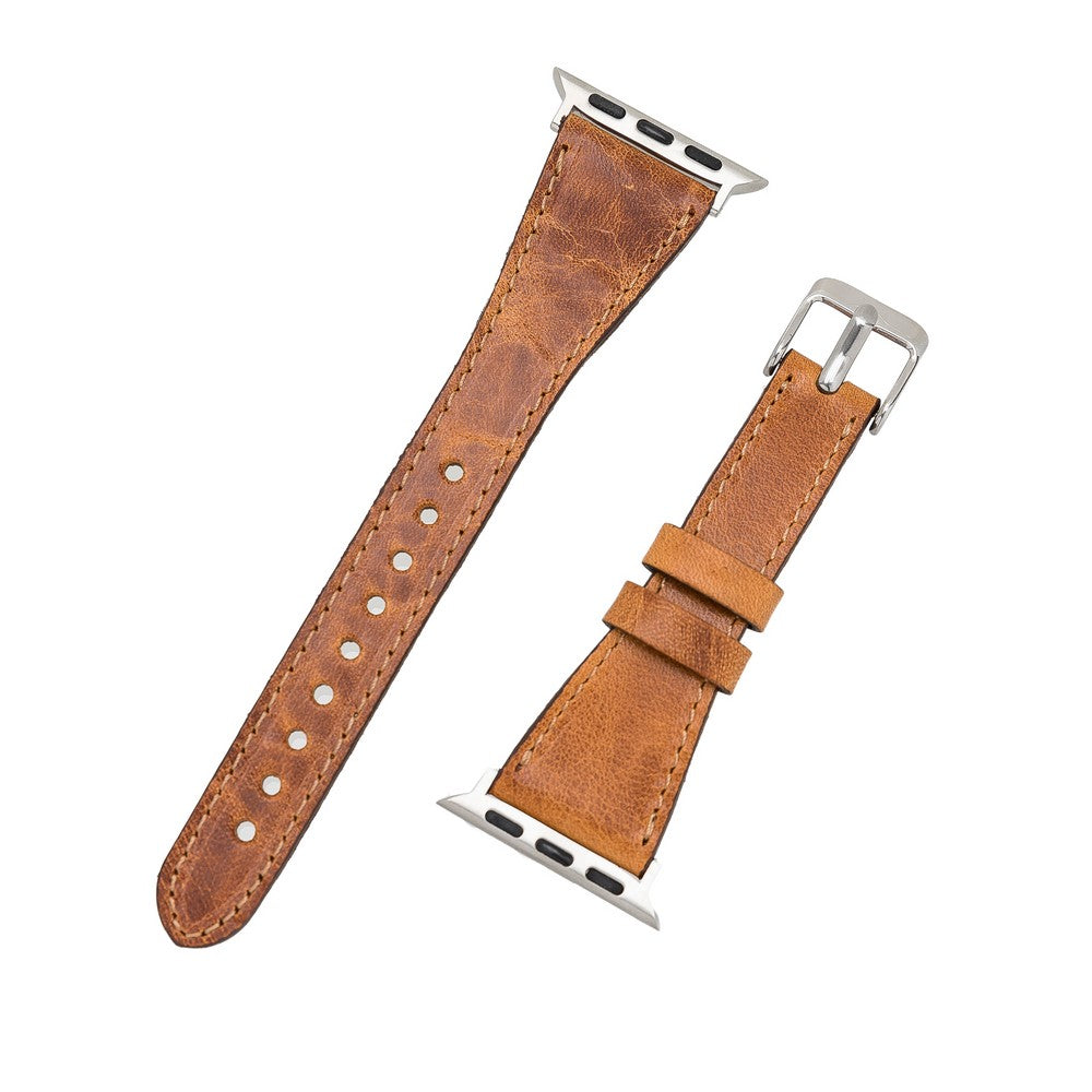 Apple Watch Compatible Leather Band Slim G19 Tan