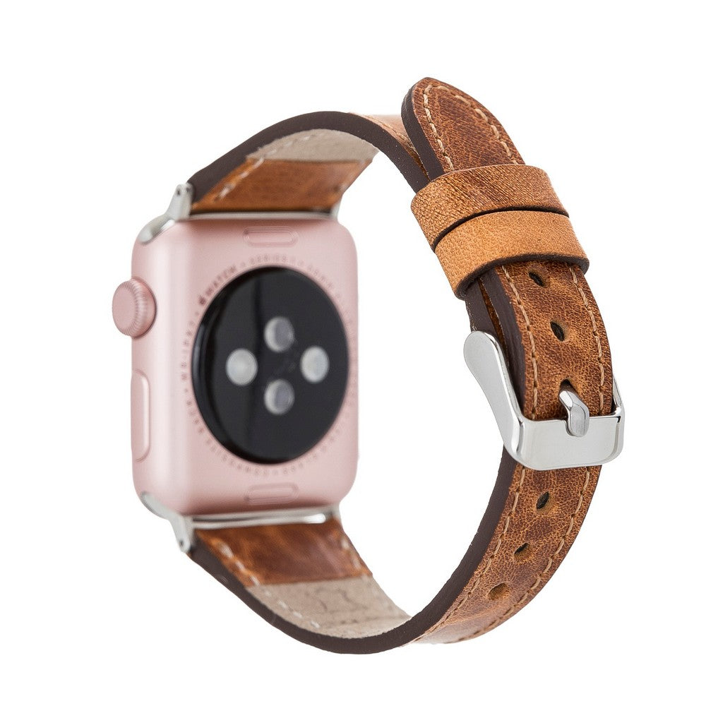 Apple Watch Compatible Leather Band Slim G19 Tan