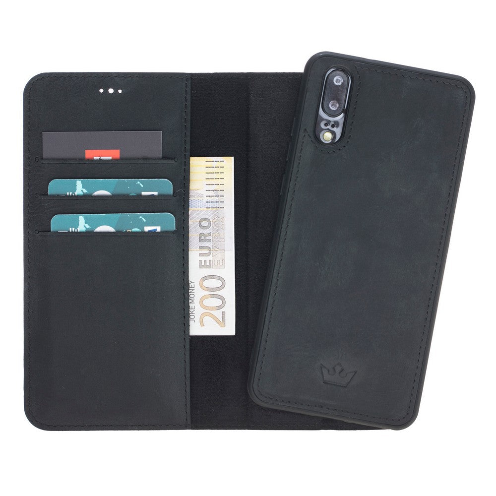 Huawei P20 Compatible Leather Wallet Case Black