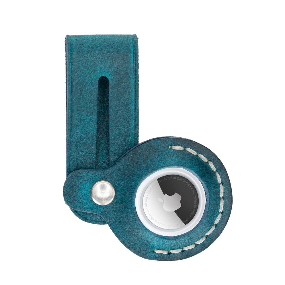 Apple AirTag Compatible Leather Keychain Beta AA32 Blue