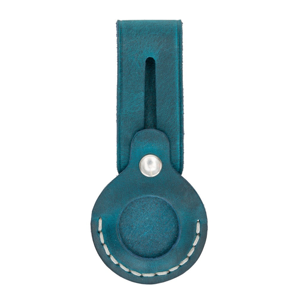 Apple AirTag Compatible Leather Keychain Beta AA32 Blue
