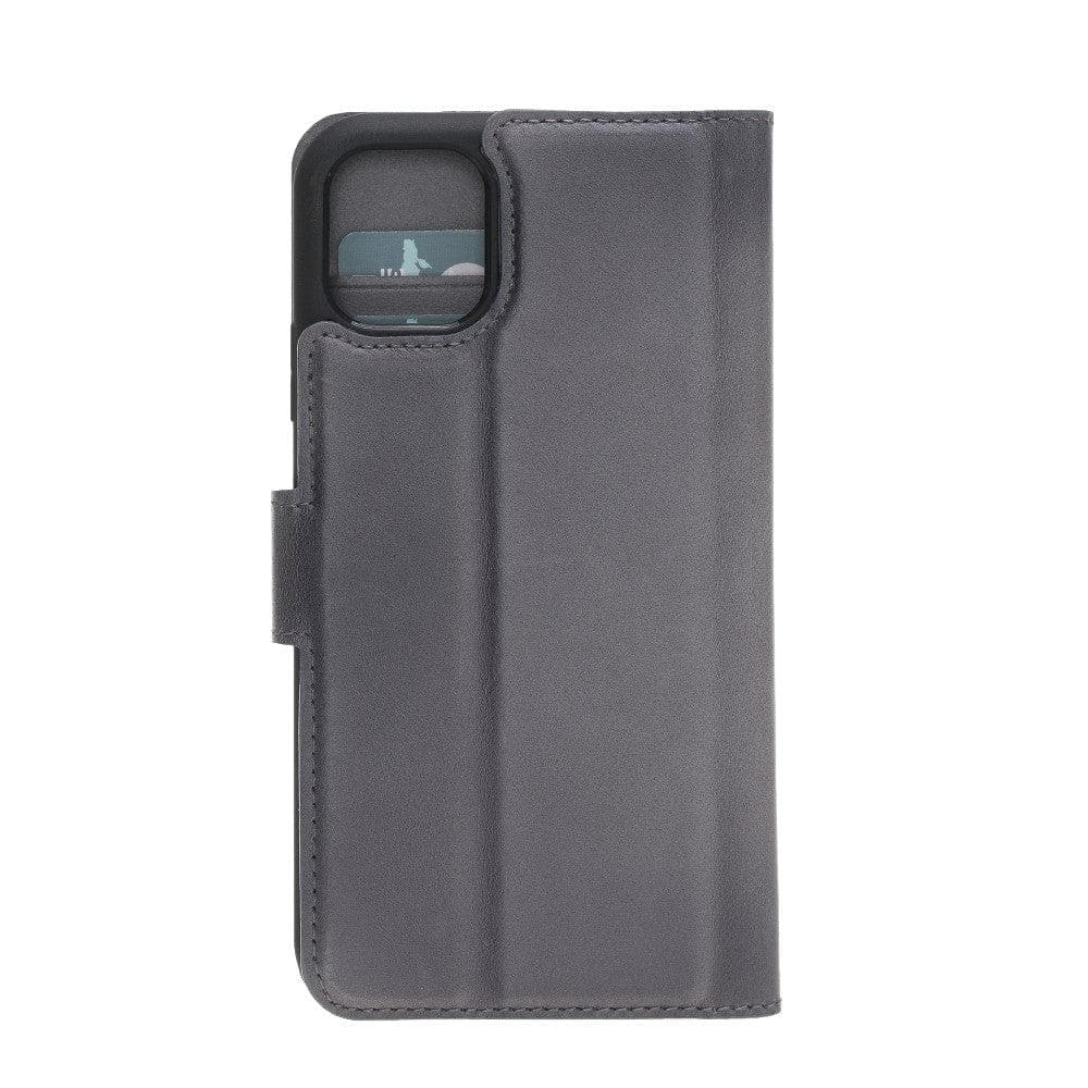 Apple iPhone 11 Compatible Leather Wallet Case RST9 Gray