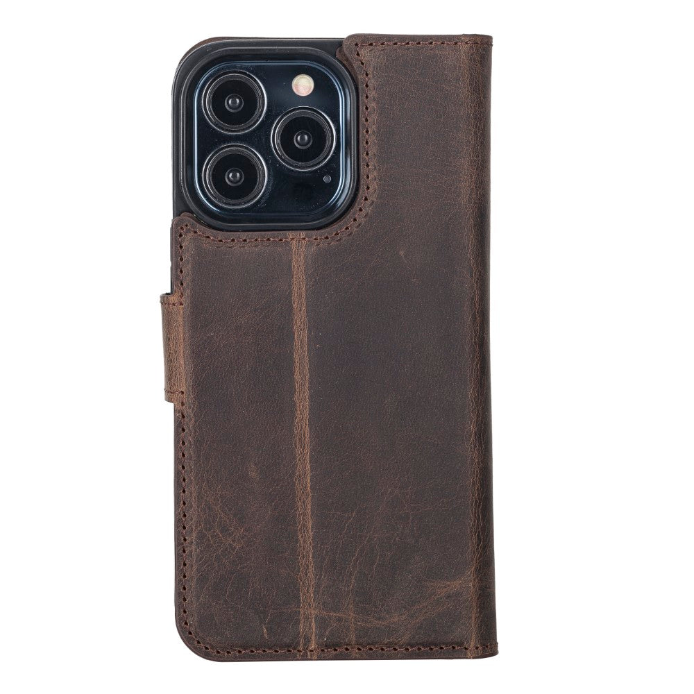 Apple iPhone 13 Pro Compatible Leather Wallet Case G6 Brown