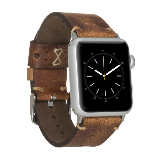 Apple Watch Compatible Leather Band Perforated Tan