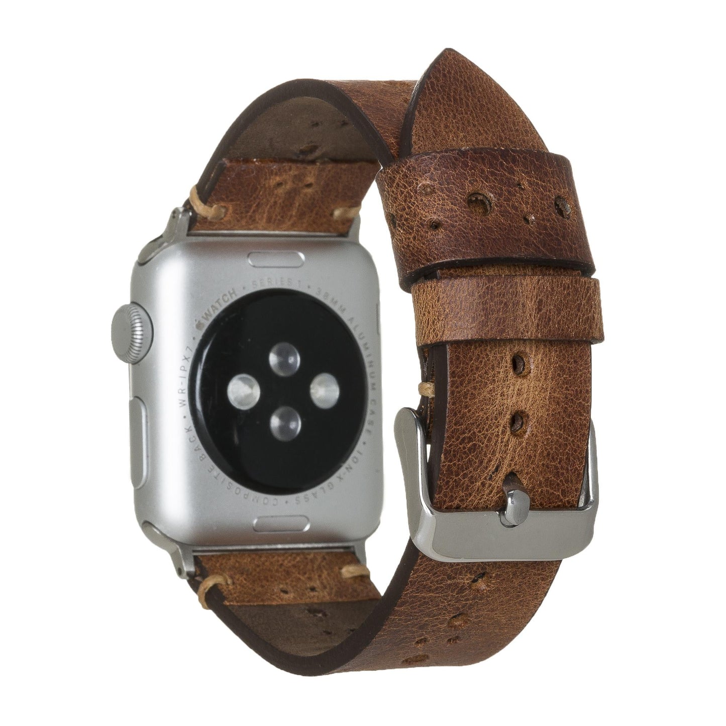 Apple Watch Compatible Leather Band Perforated Tan