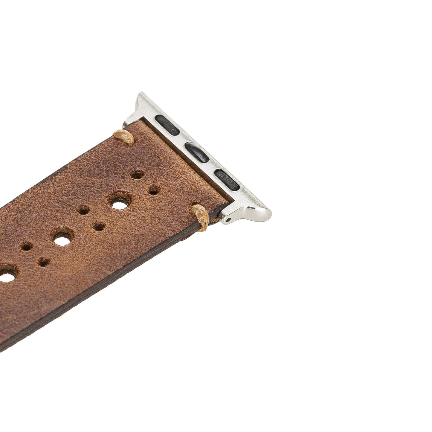 Apple Watch Compatible Leather Band Perforated Tan