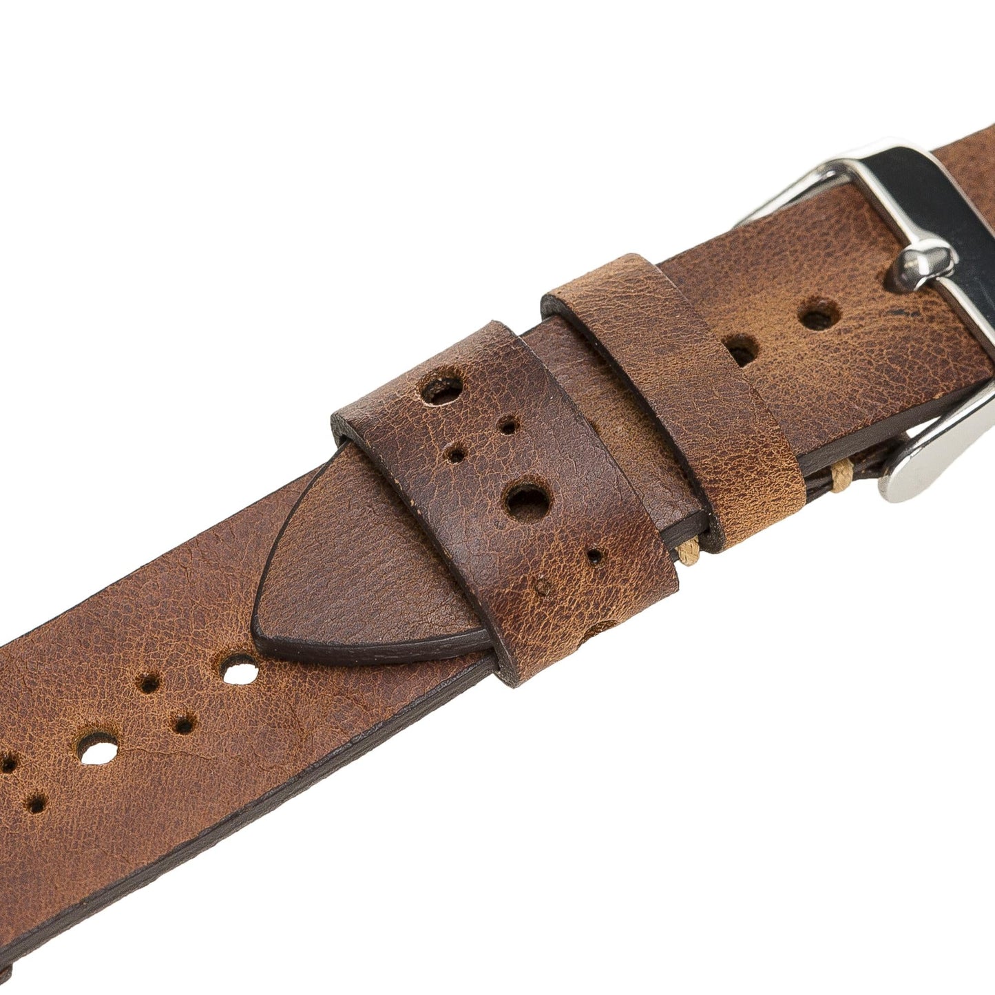 Apple Watch Compatible Leather Band Perforated Tan