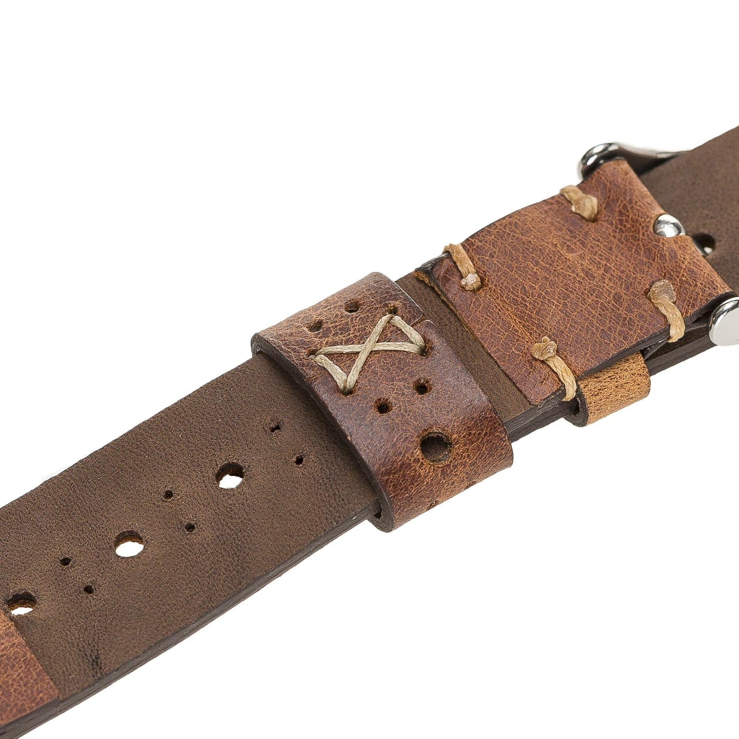 Apple Watch Compatible Leather Band Perforated Tan