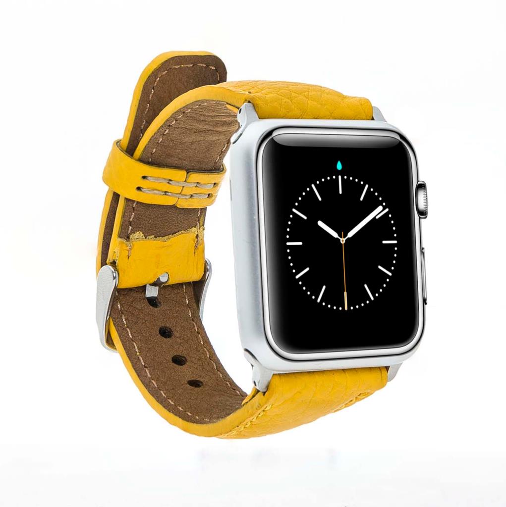 Apple Watch Compatible Leather Band FL12 Yellow