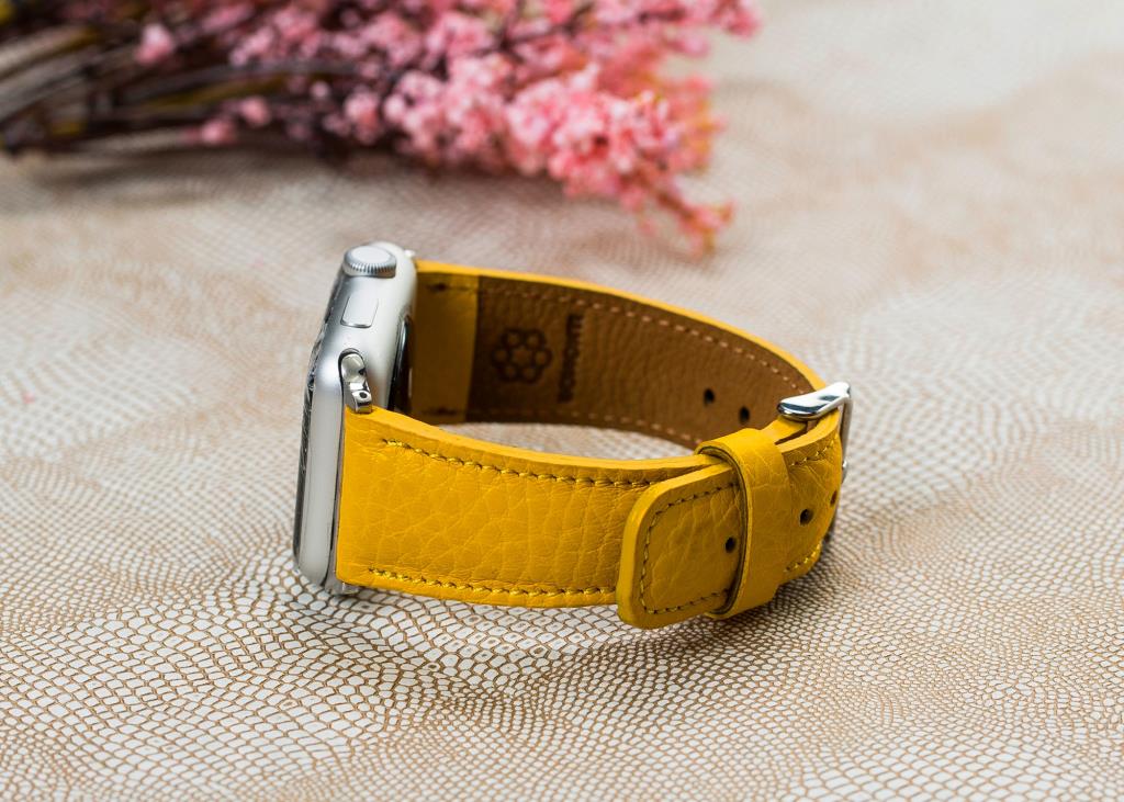 Apple Watch Compatible Leather Band FL12 Yellow