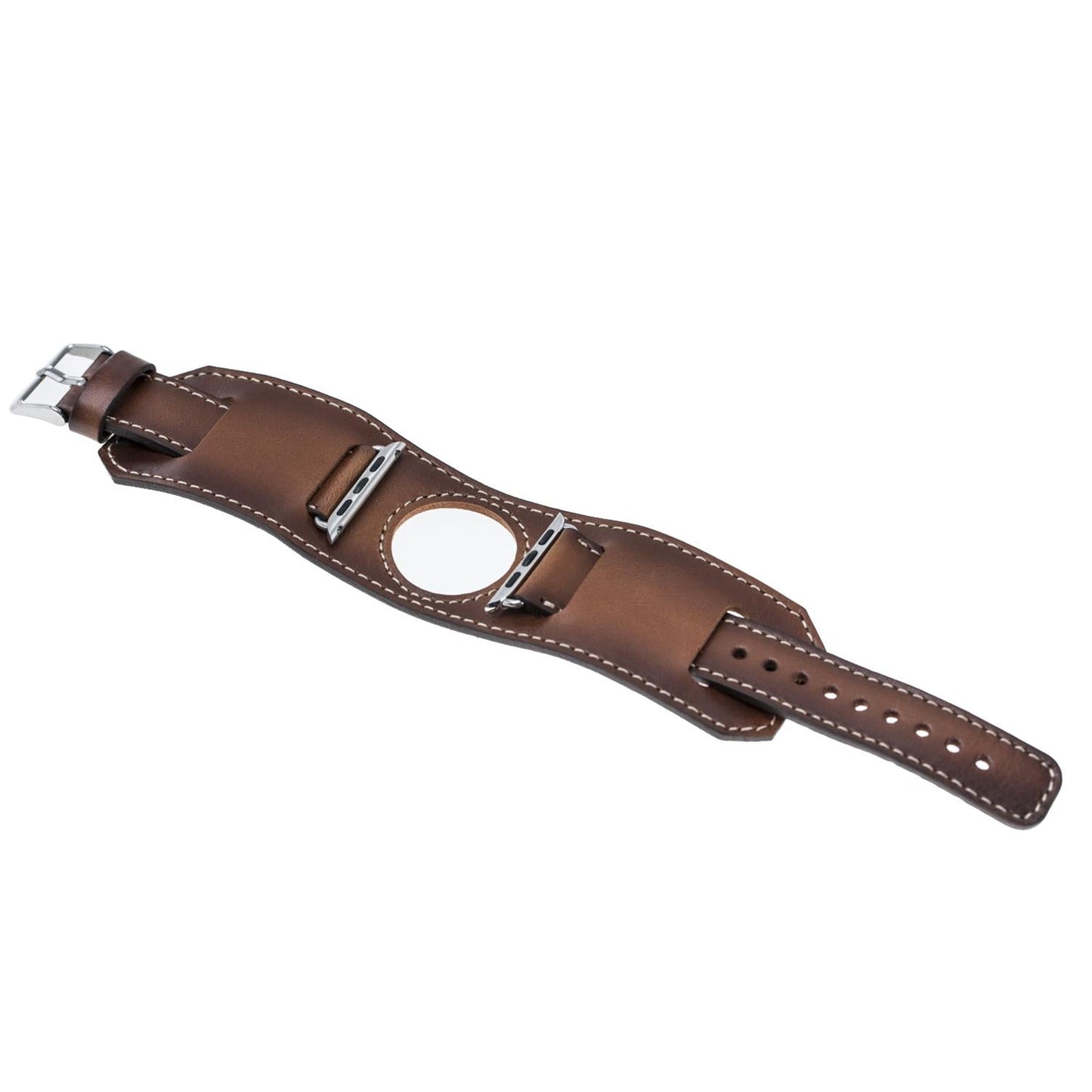 Apple Watch Compatible Leather Band Cuff Tan