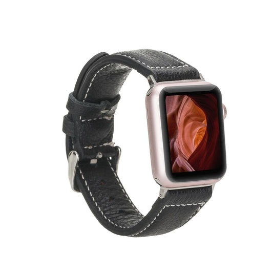 Apple Watch Uyumlu Deri Kordon, Spor Model, Siyah