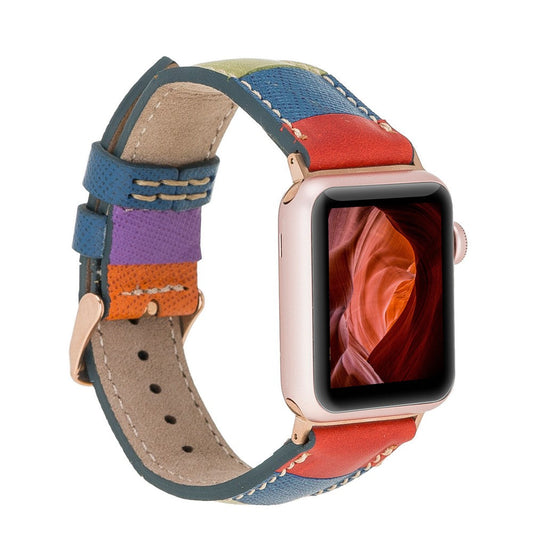 Apple Watch Uyumlu Deri Kordon Gökkuşağı