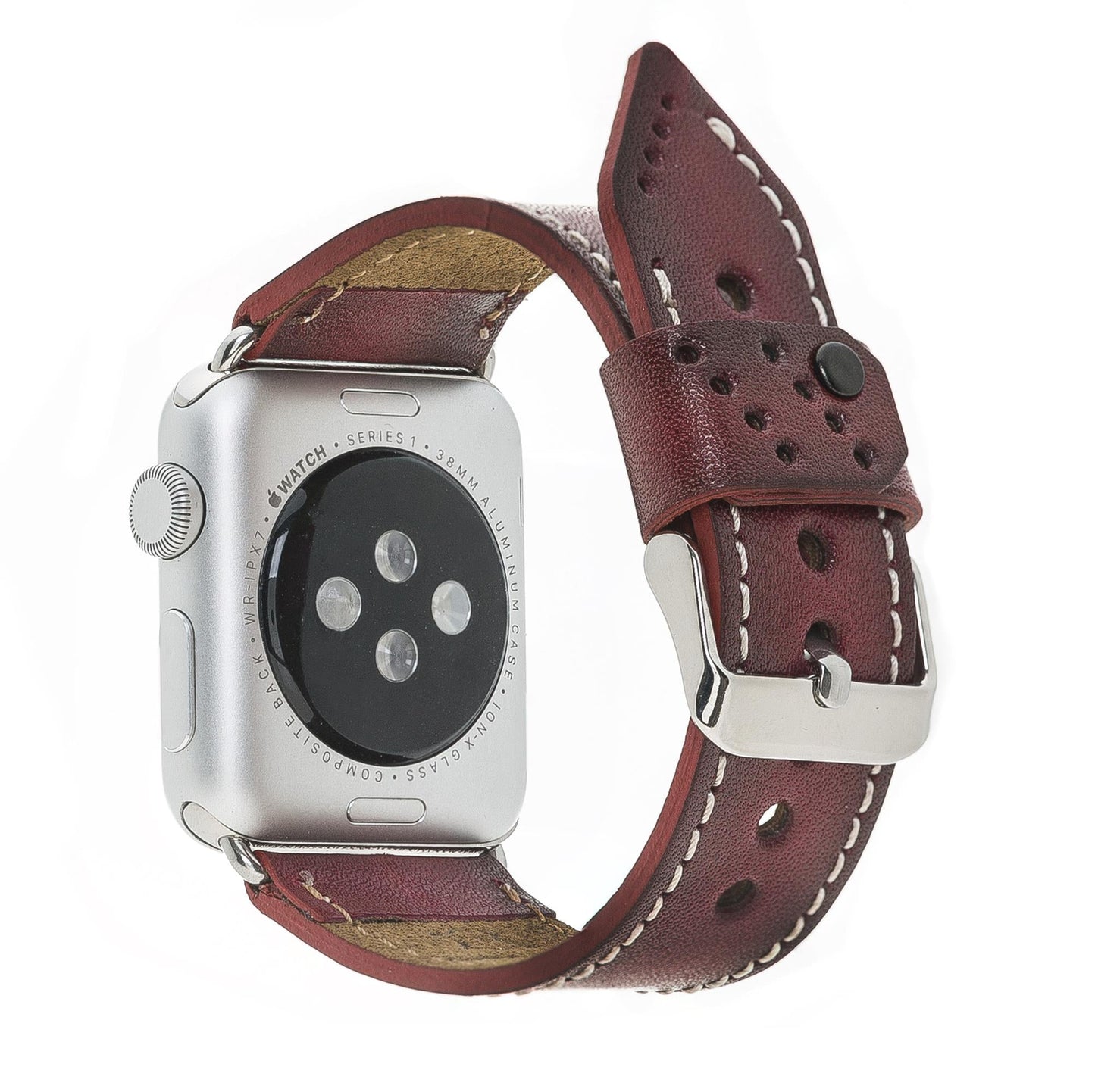 Apple Watch Compatible Leather Band SM25 Claret Red