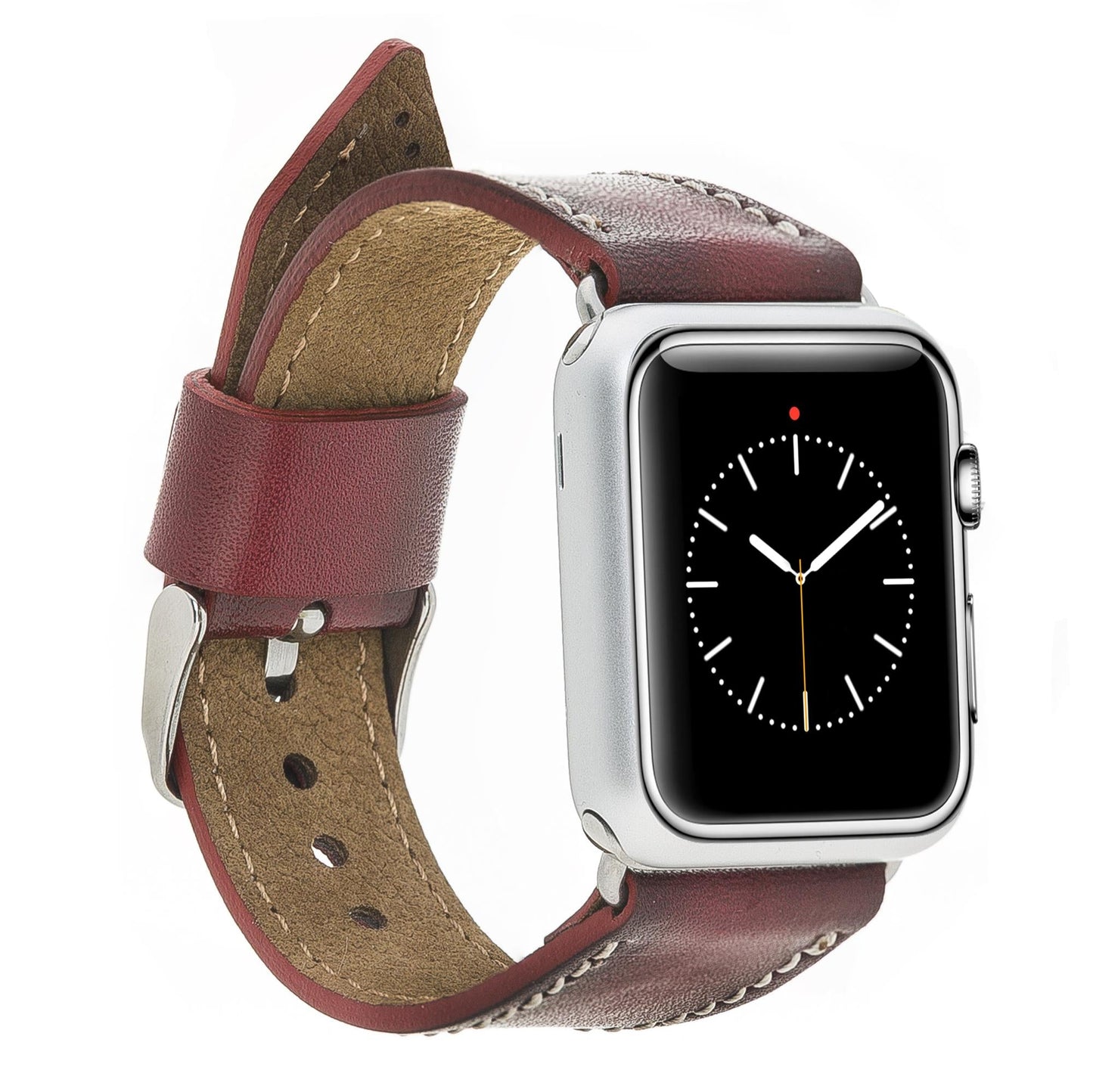 Apple Watch Compatible Leather Band SM25 Claret Red