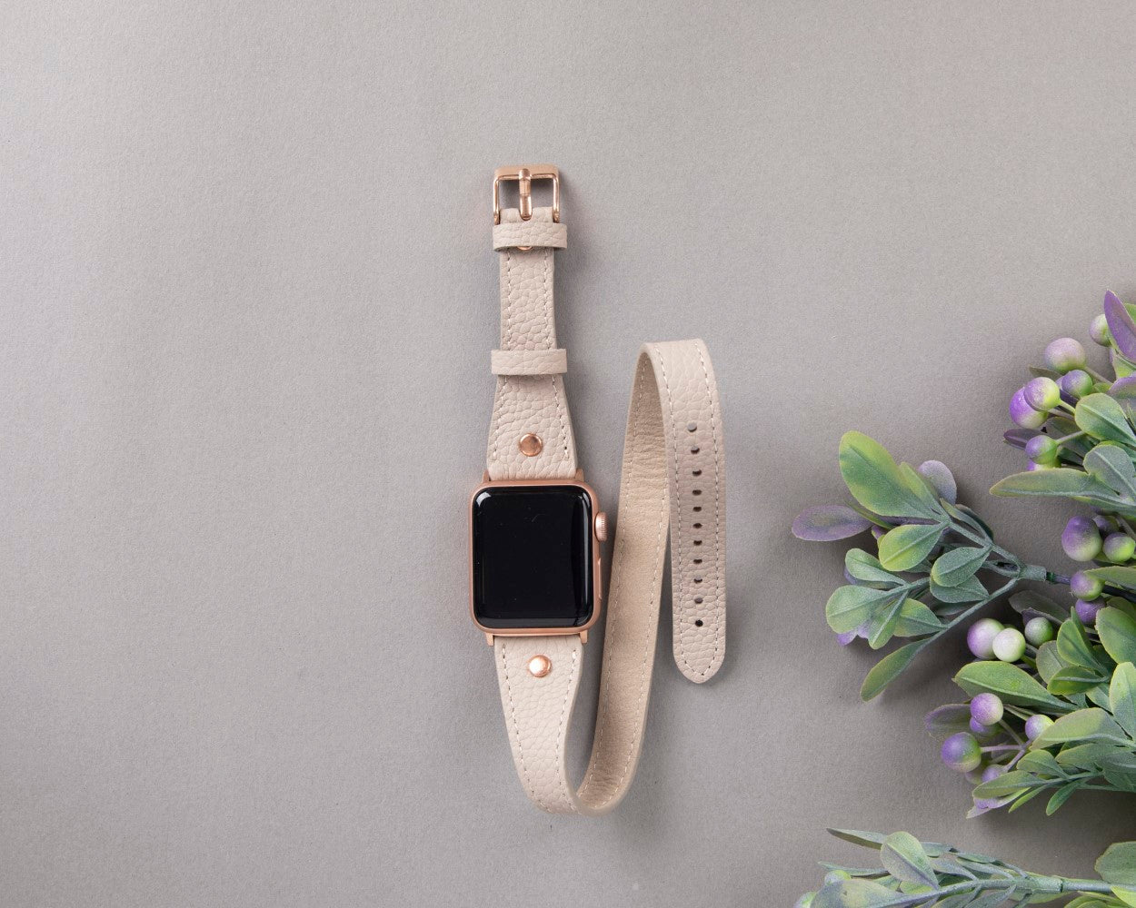 Apple Watch Compatible Leather Band Slim DTRT ERC3