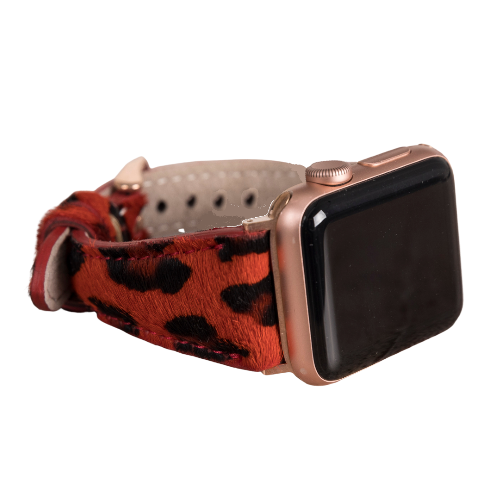 Apple Watch Compatible Leather Band, Leopard Pattern