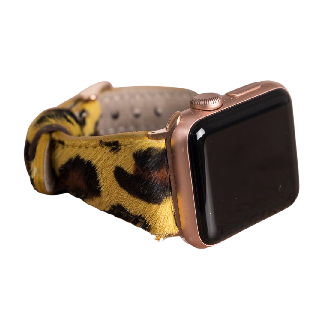 Apple Watch Compatible Leather Band, Leopard Pattern